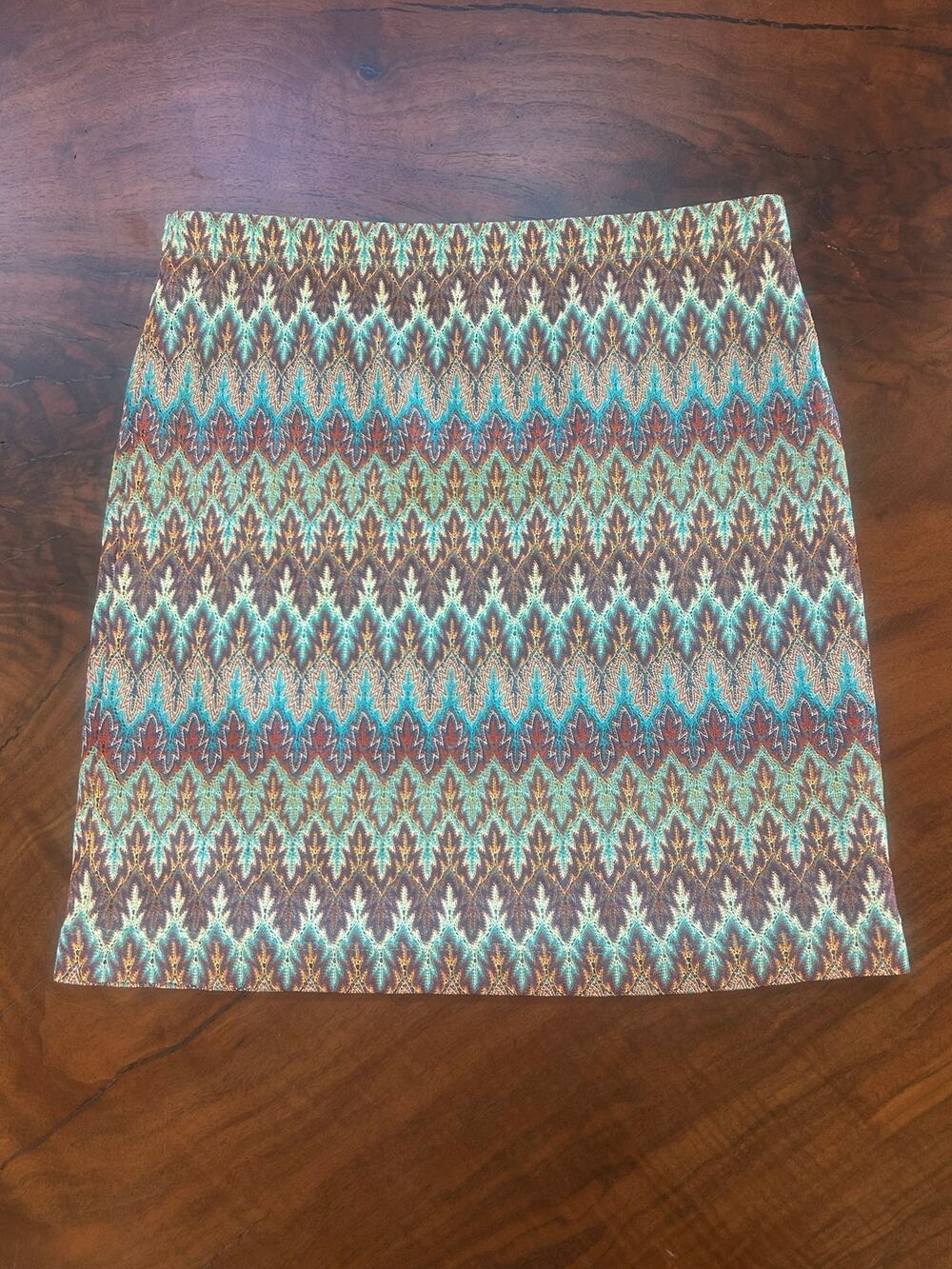 J. Coop Chevron Knit Mini Skirt Small Colorful Missoni Style Zig Zag Stretch